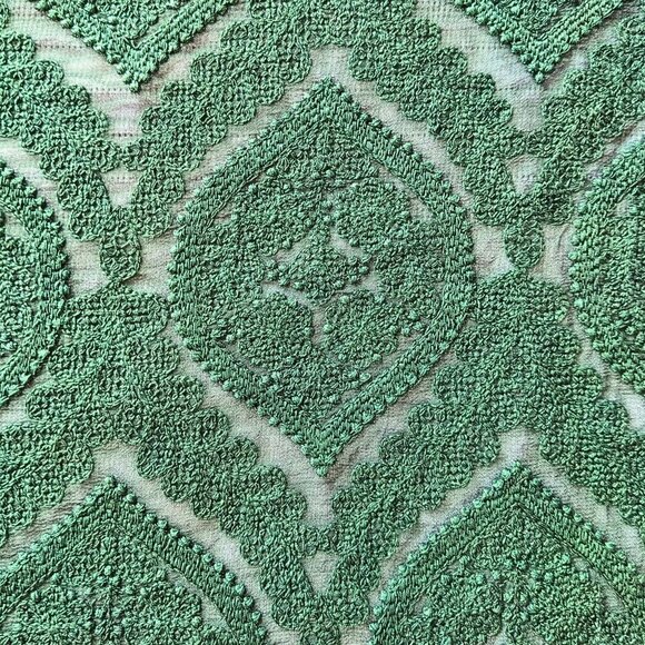 NWT HEMANT & NANDITA Viridian Aari Zardozi Metallic Embroidered Tassel Caftan L - Picture 9 of 10